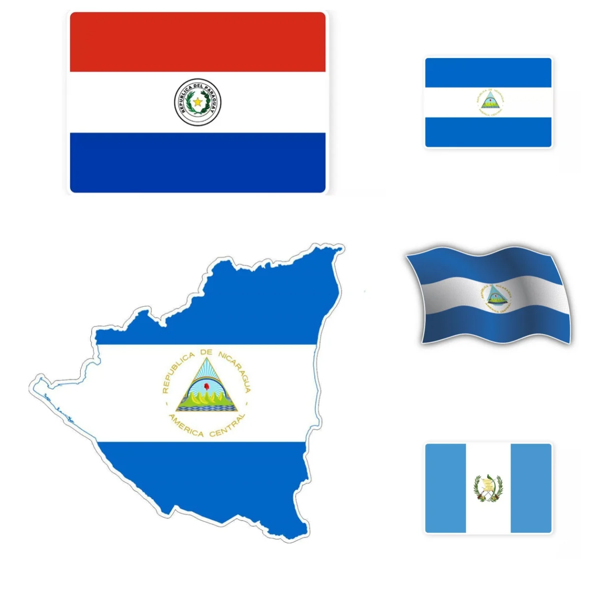 

Nicaragua Flag and PARAGUAY Flag Car Stickers Cover Scratches Window Vinyl Decal for Motorcycle Laptop Phone Helmet Decoration
