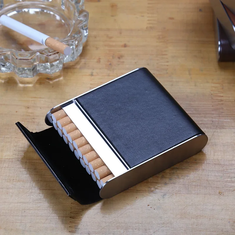 Leather 20pcs Cigarette Container Case Bank Card Cigarette Box Tobacco Holder Mini Storage Box Father Male Friend Lover Gift Men