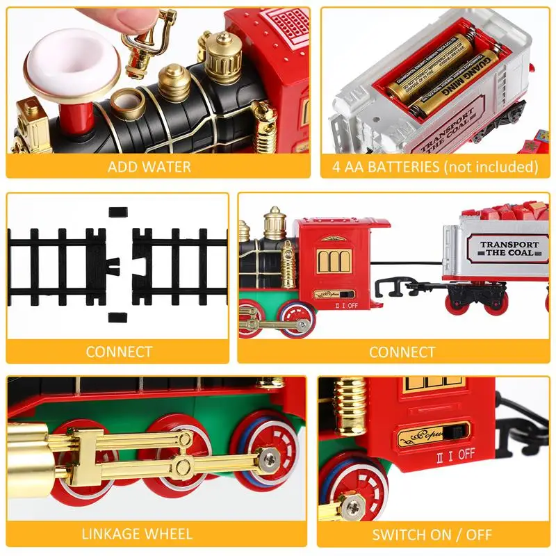 Christmas Train Set Electric Train Toy With Sound Light Railway Tracks For Kids Gift Christmas Tree Decorations Steam Train Toy