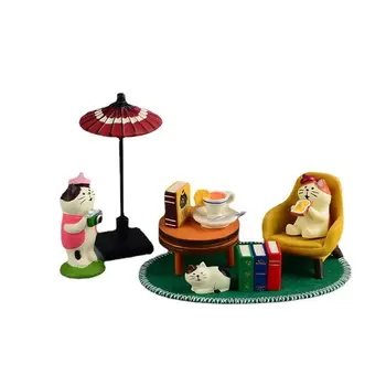 Roztomilý kočičí chléb toast model hračky miniaturní fotografické rekvizity figurky dárek stolní ozdoby figurka dekorace řemesla 6 nejlepší prodej kočičí toustovač - №2