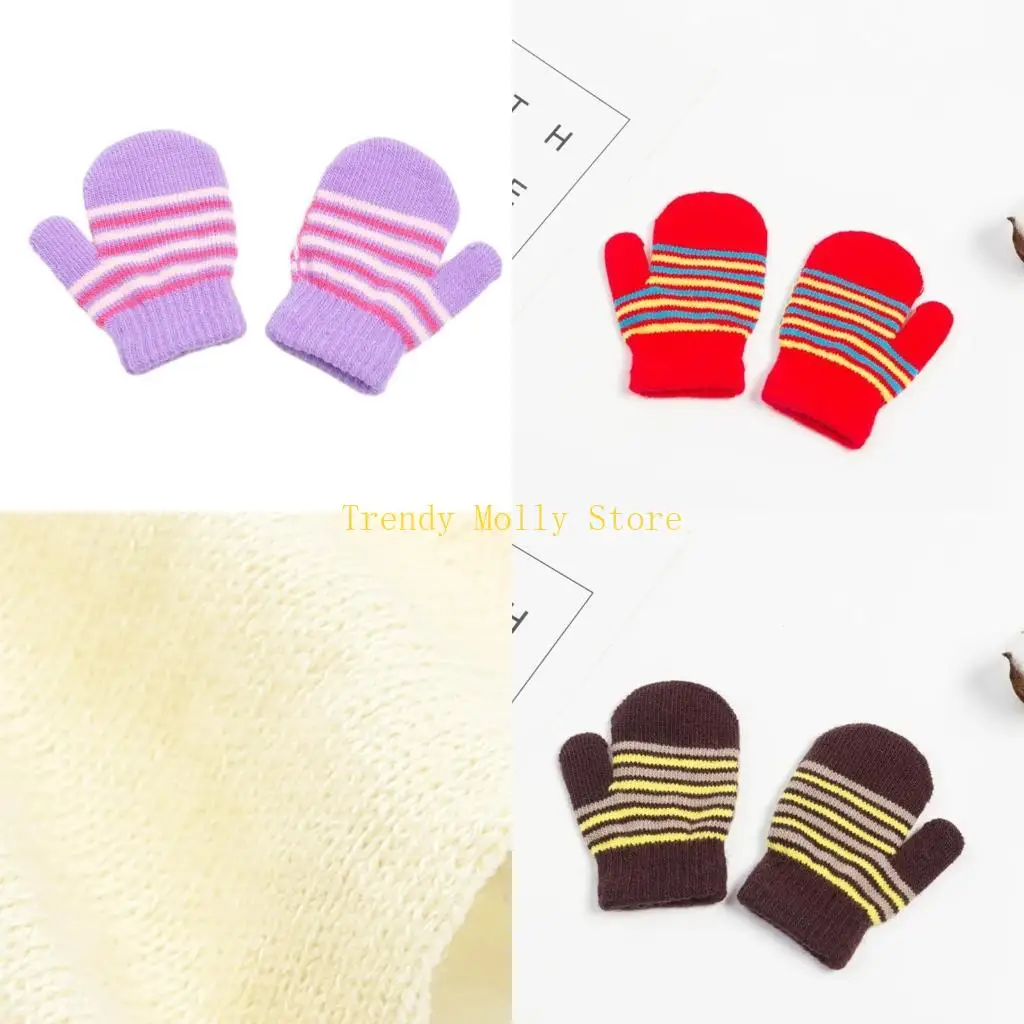 

N5KB Перчатки для младенцев Перчатки с варежками в полоску и полным пальцем для активного отдыха