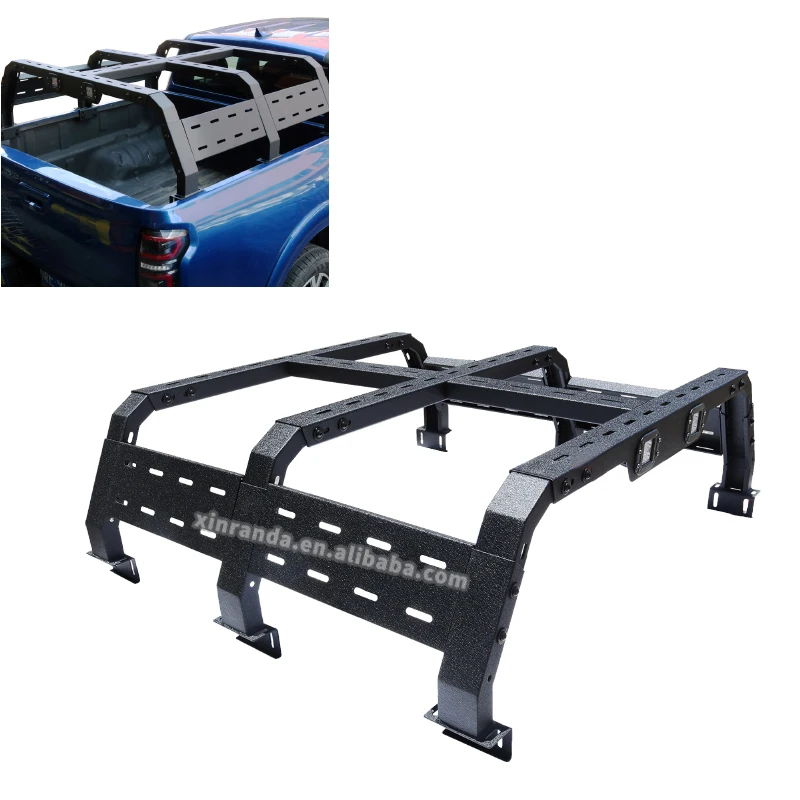 

Pickup Truck Accessories Car Universal Adjustable Truck Bed Rack Roll Bar With Red Light for Pick up Truck
