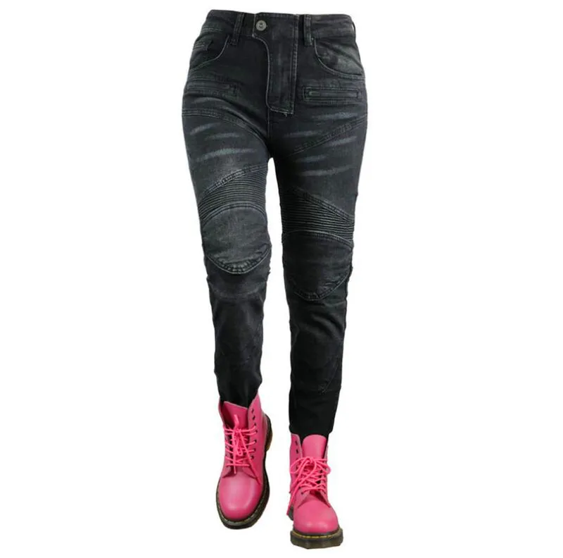 Jeans Slim Fit Wanita Celana Berkendara Sepeda Motor Celana Anti Jatuh Balap Off-Road Sepeda Motor Santai
