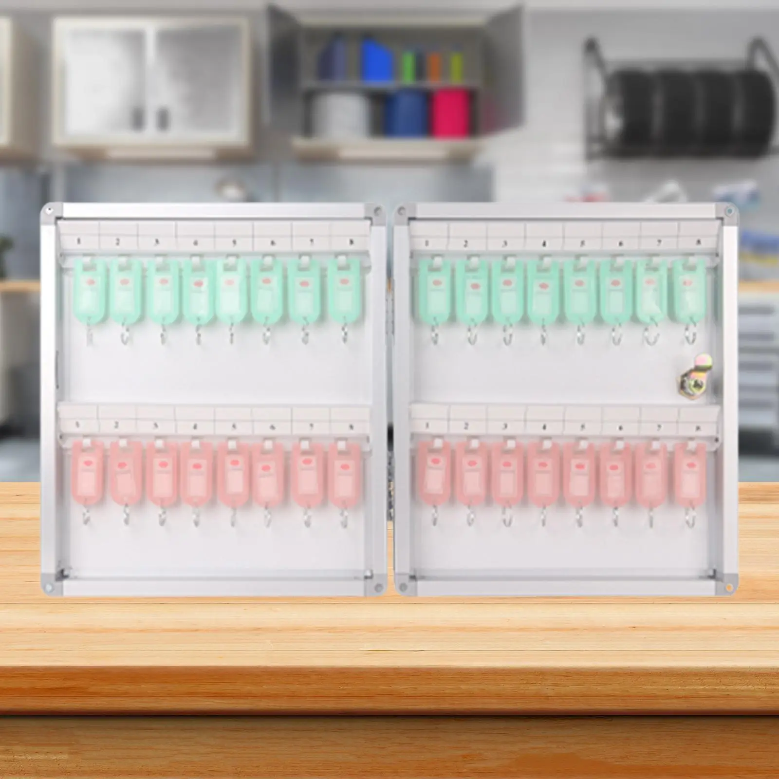 32 Key Storage Lock Box Management Locker Case with Key Tag Labels Wall Mounted Key Organizer Lockbox for Hotels Car Office Key