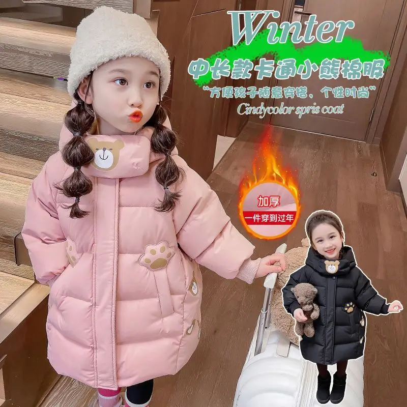 

Kids Winter Coat Girls Cotton Padded Jackets Thick Warm Waterproof Shiny Hooded Coats Children Outerwear Clothes Teen Parka