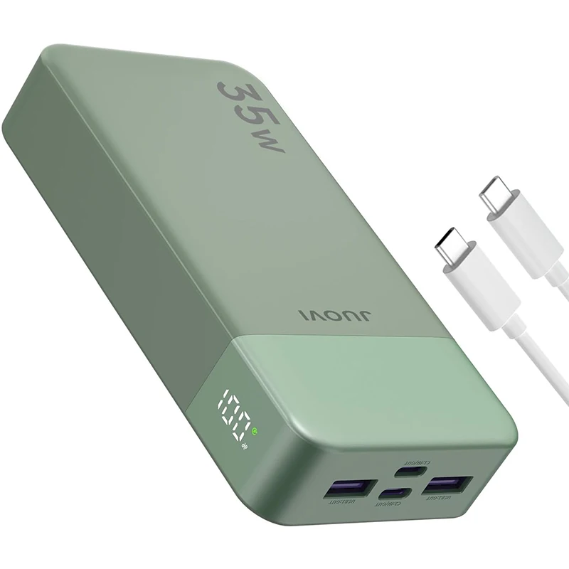 JUOVI Powerbank 20000mAh, 35W Tragbares Ladegerät, PD3.0 QC4.0 Externer Telefonakku mit LED-Anzeige für iPhone 17
