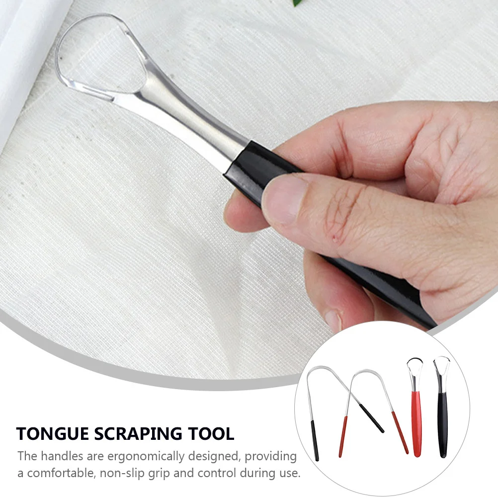 4 قطعة منظفات اللسان مجموعة تنظيف الفم خفيفة الوزن المحمولة تحسين التنفس تصميم مريح مكشطة اللسان #3