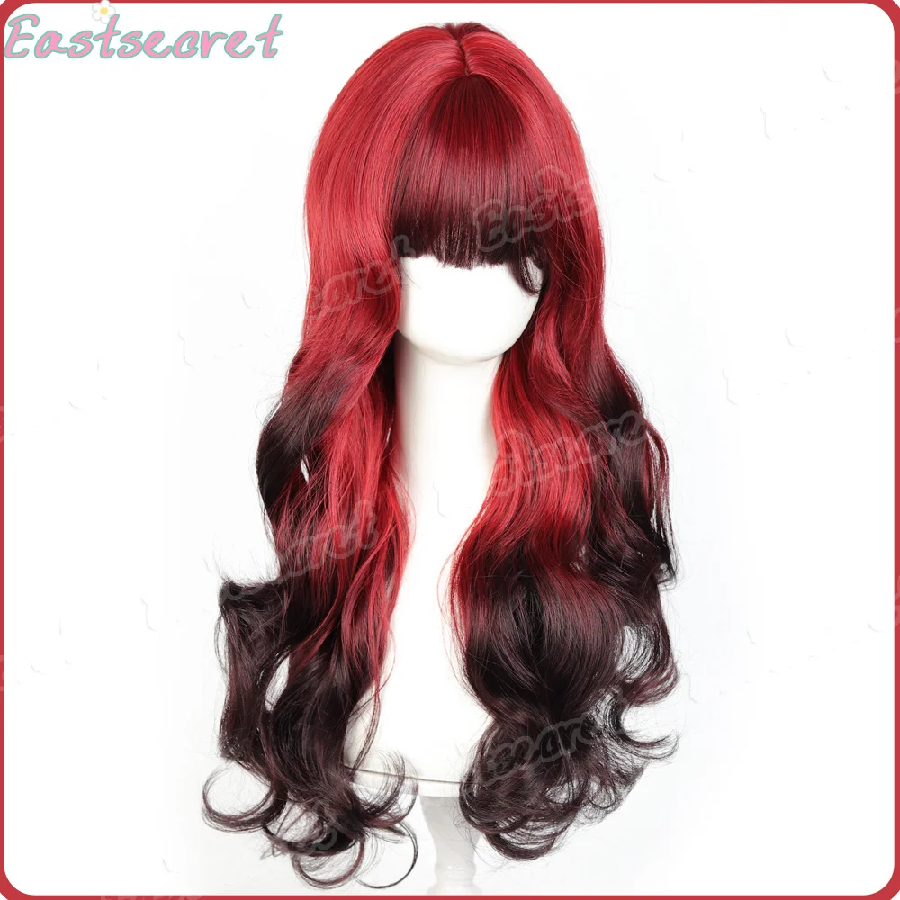 

EAST Lolita, черно-красная повязка на голову с градиентной челкой и большой волной, термостойкий синтетический парик для вечеринки в готическом стиле на Хэллоуин