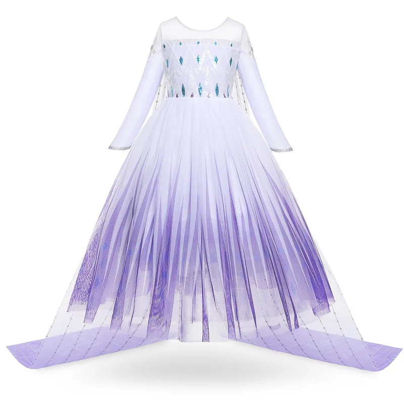 Prinzessin Elsa Cos Kleid Damen Love Sand Schneeflockenkleid Elsa Sommer Weißes Kleid Prinzessin Elsa Langarm Mesh Langes Neues Kleid
