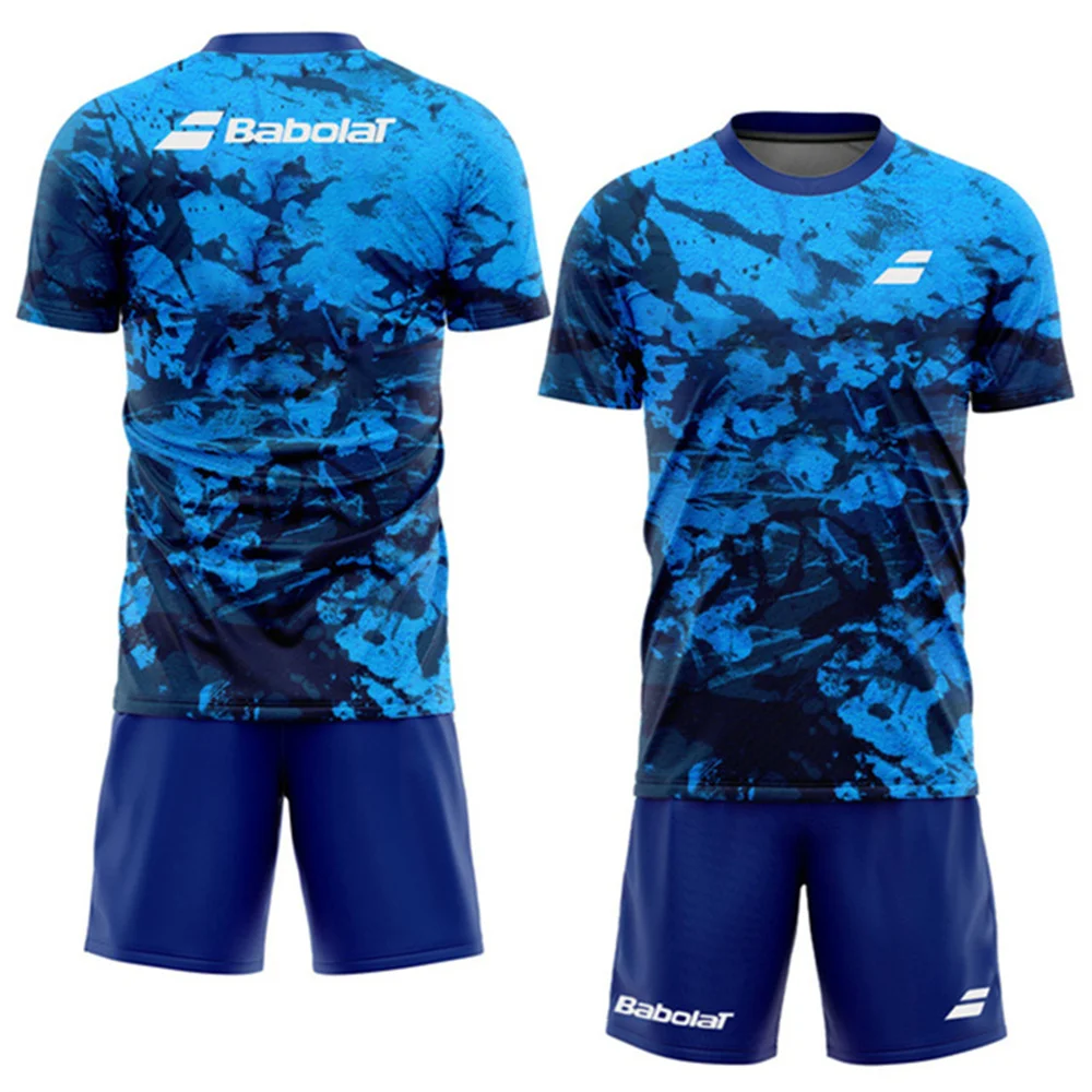 2024 Fashion Men\'s Breathable Tennis Sport Suit Summer Outdoor Sportwear New Badminton T-Shirt Shorts Loose Running Clothing Set