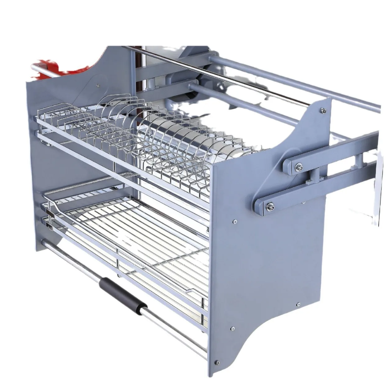 خزانة بطبقة مزدوجة خزانة معلقة رفع المنسدلة رف تخزين المطبخ خزانة التخميد عازلة سلة المصعد #5