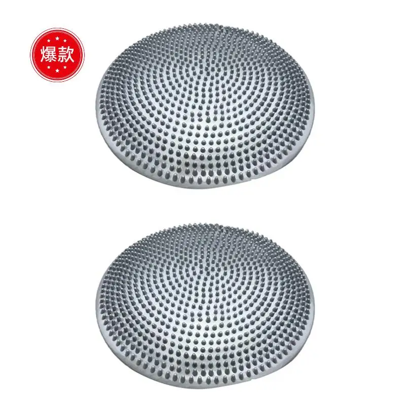 

2X Yoga Balls Massage Pad Inflatable Balance Cushion Disc Mat Fitness Training Ball Rehabilitation Pad Silver-Grey