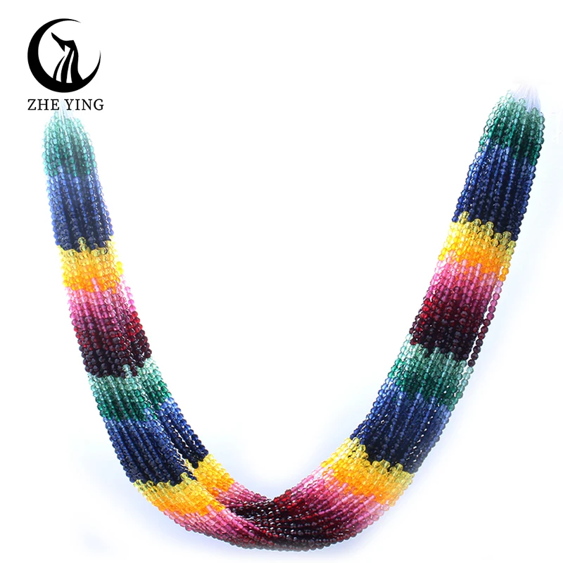 Zhe Ying New 3mm Crystal Beads Colorful Faceted Gradient Glass Beads for Jewelry Making Bracelet DIY Accessory 40cm/strand