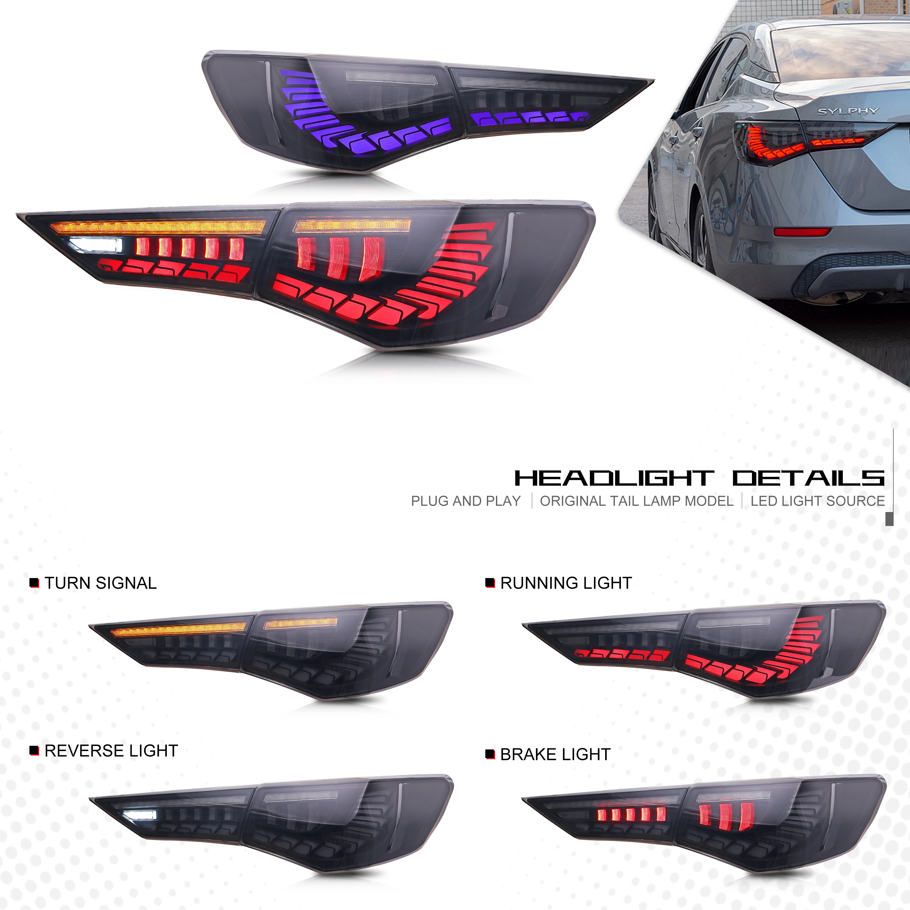 Luces traseras LED para Nissan Sentra 2020 2021 2022, conjunto de animación de inicio de luces traseras ahumadas