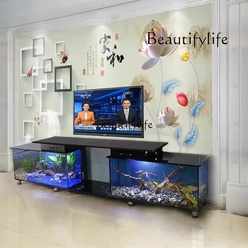 

12TV cabinet fish tank aquarium living room household ultra-white fish tank glass coffee table water-free double fish tank
