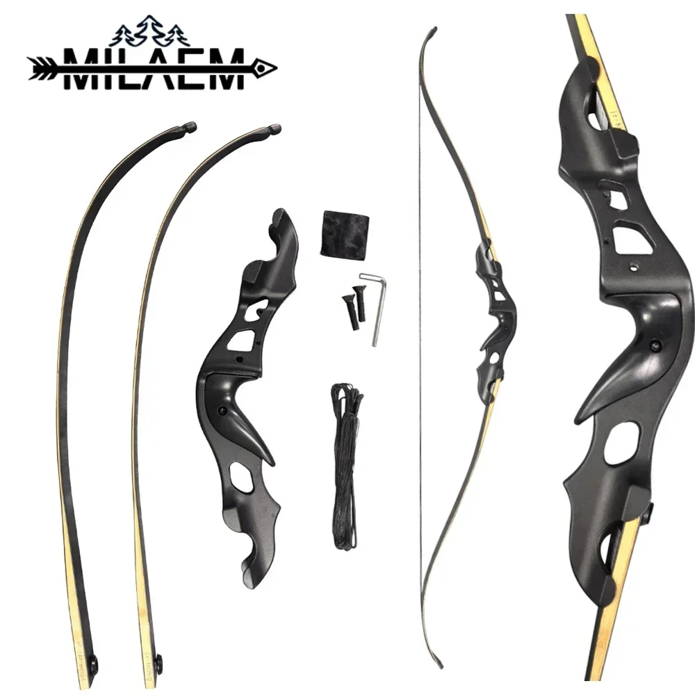 

Archery 60 Inch Recurve Bow 20-55 Lbs Aluminum Alloy Takedown Bow 15 Inch Bow Riser Outdoor Hunting Fishing Shooting Accessories