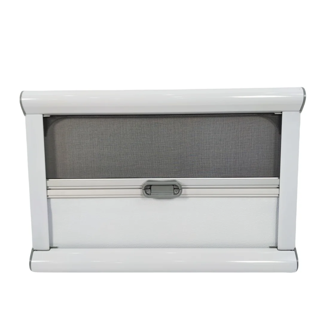 Modern Style Camping Car Trailer Caravan Body Parts 500x400mm RV Window With Curtain And Mesh Screens For Replacement view 2