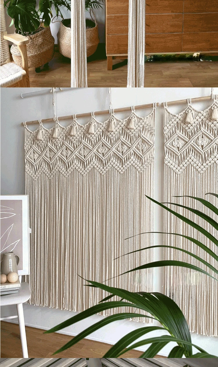 Lot De 2 Petites Tentures Murales Tissées En Macramé
