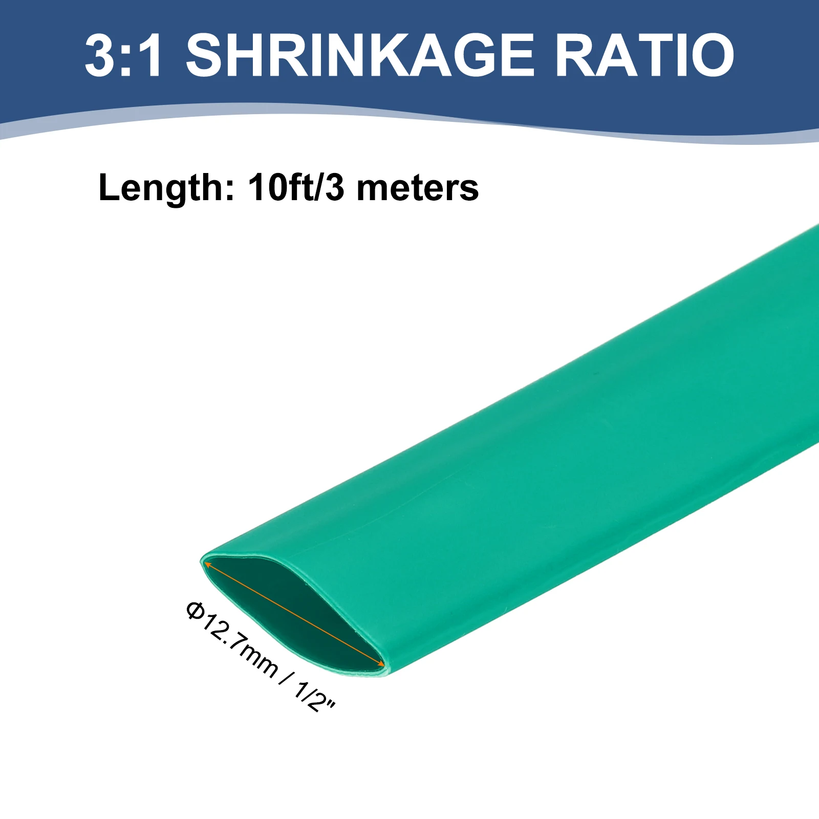 1/2Pc 12.7mm Heat Shrink Tubing Waterproof 3:1 Dual Wall Marine Adhesive Lined Industrial Heat Shrink Tube Wiring Wrap 4/10/20ft