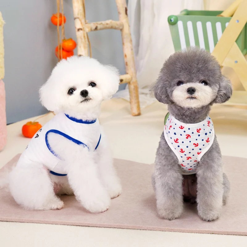 

Spring And Summer Sailor Boat Anchor Vest Teddy Clothing Cute Cat Beach Casual Play Clothes