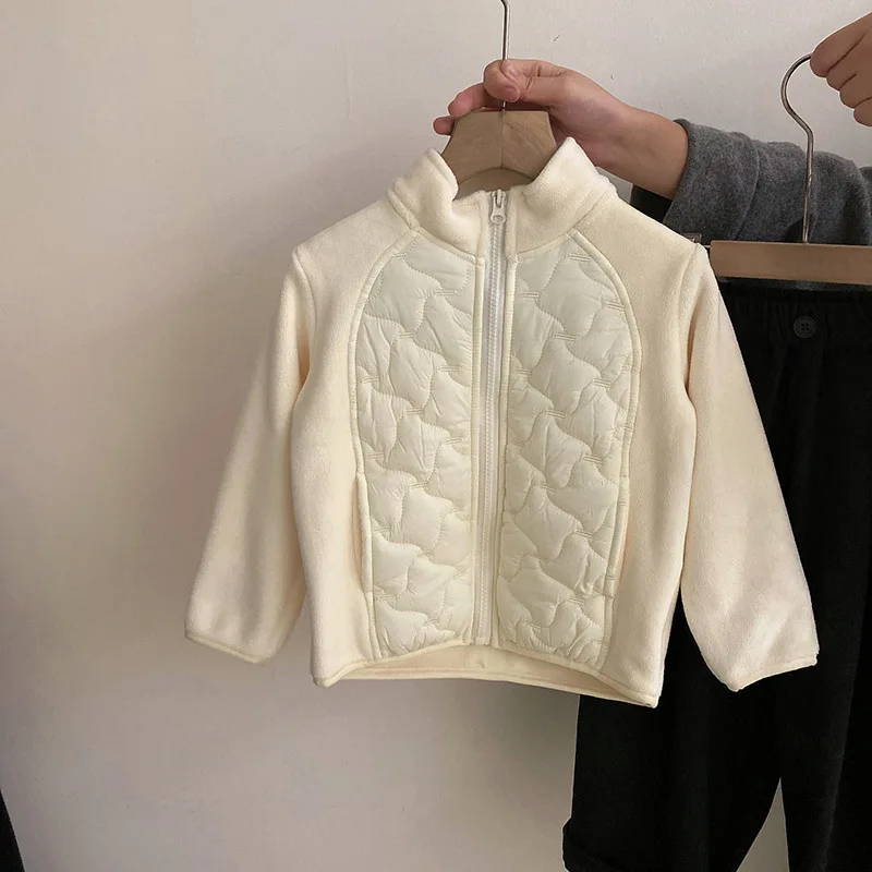 

Baby Girls' Clothing Autumn/Winter 2025 New Style Children's Fleece Splicing and Plush Cotton Jacket