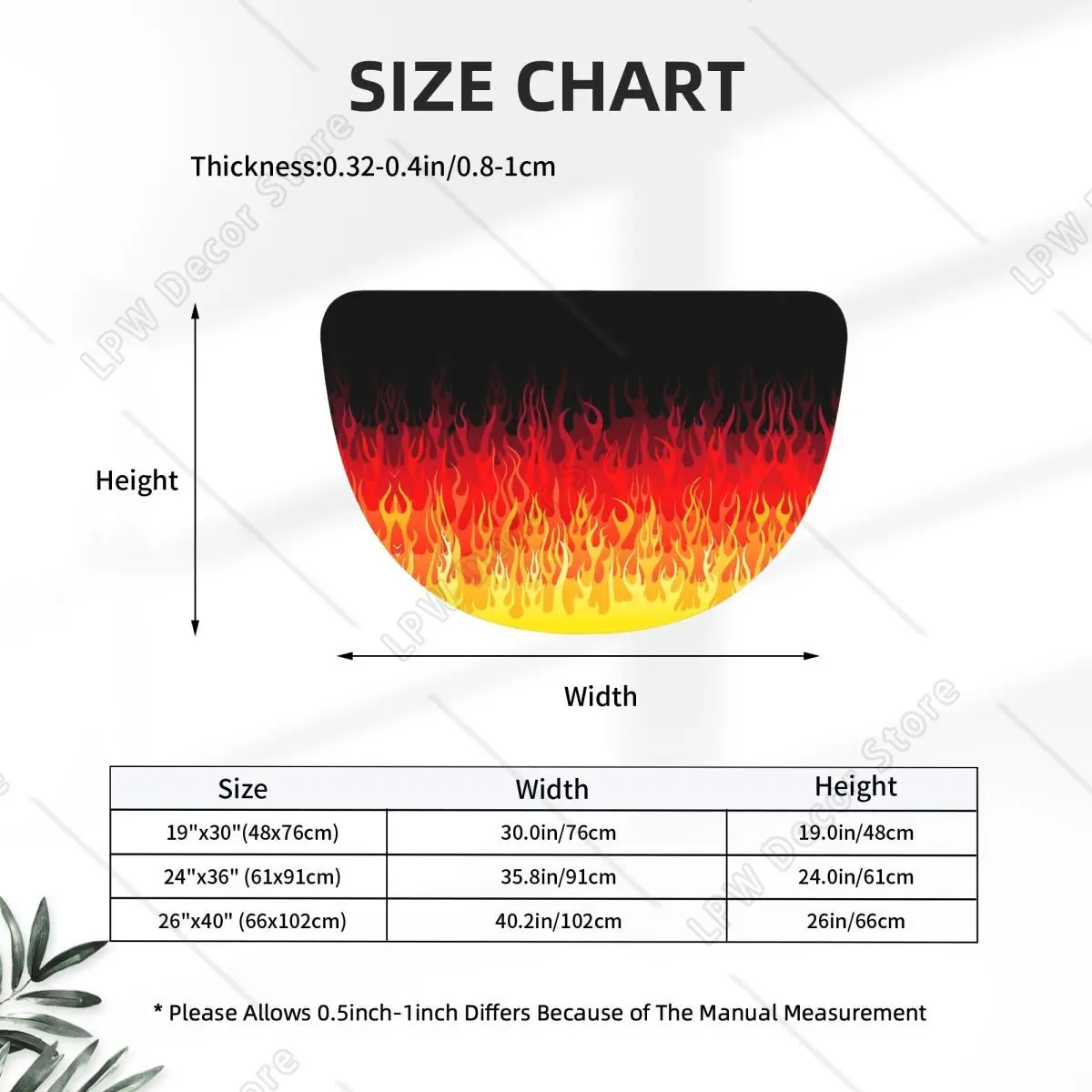 Red Hot Rod Flame On Edge Black Background Soft Flannel Half Round Doormat Non Slip Bathroom Mat Absorbent Floor Carpet