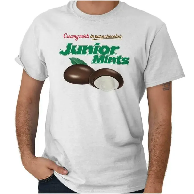 

Junior Mints Creamy Candy in Pure Chocolate Womens or Mens Crewneck T Shirt Tee