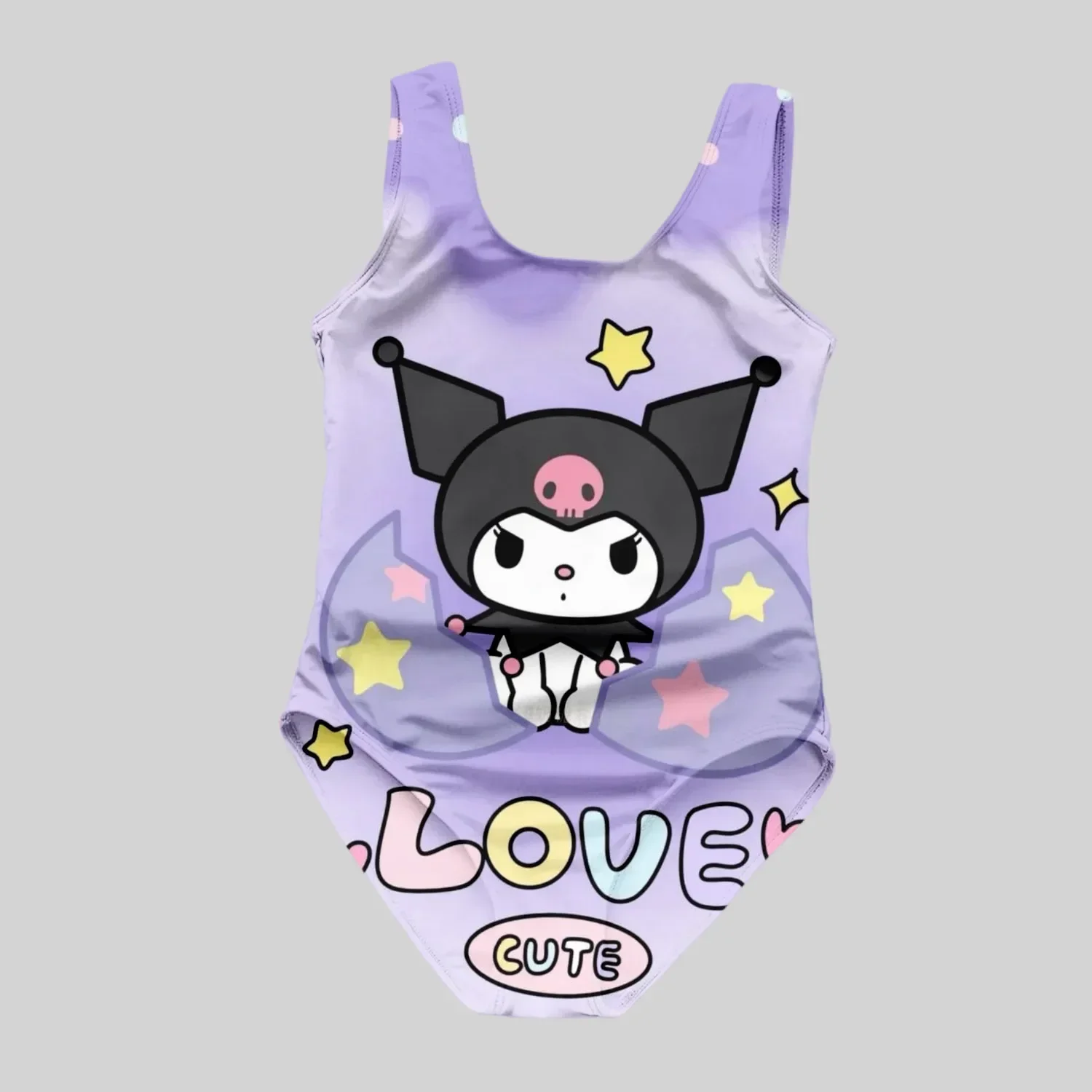 

Children's 1-piece swimsuit with Kuromi pattern3Dprinted girl's swimsuit - suitable for summer beach vacation swimming Chest Pad