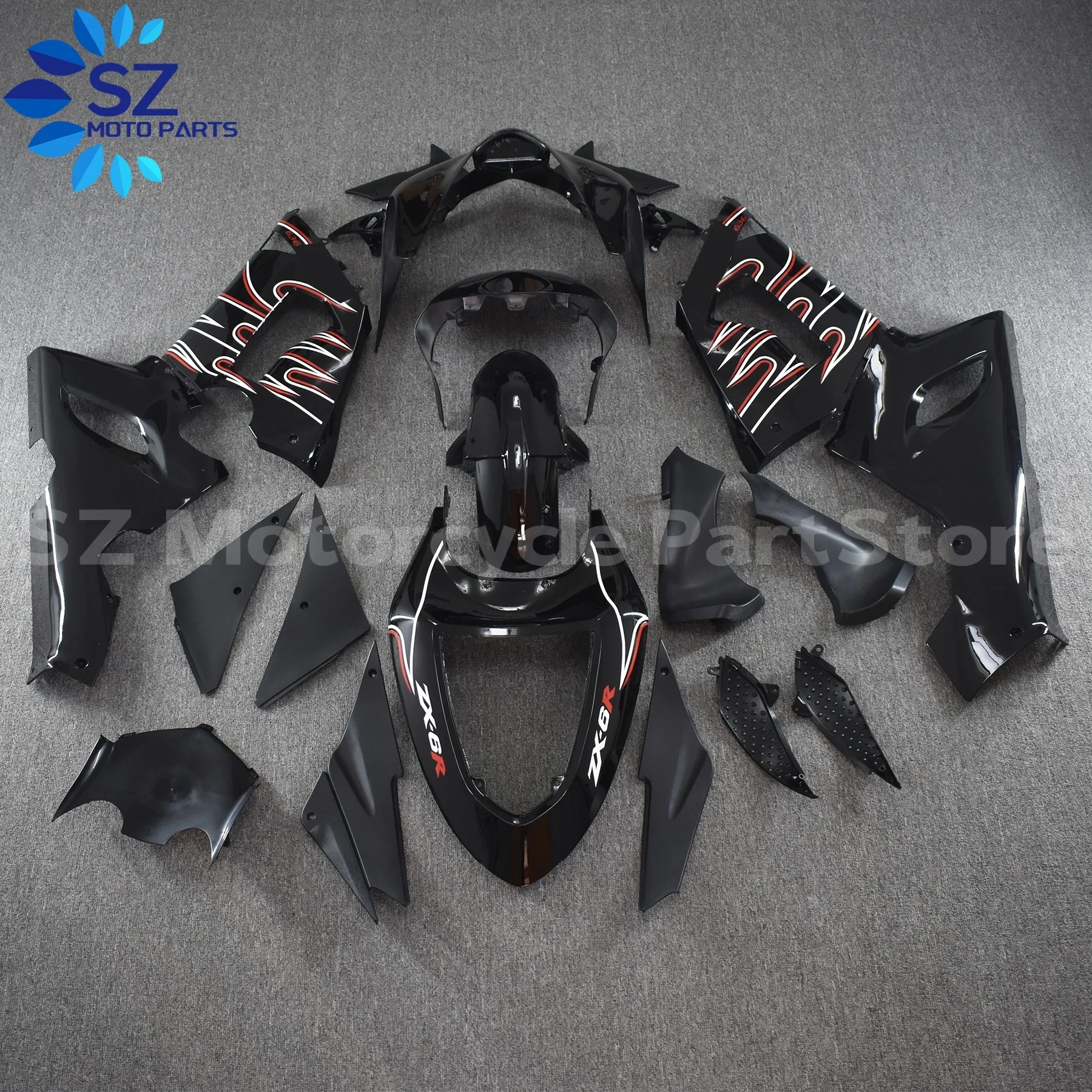 새로운 ABS 오토바이 풀 페어링 키트, 가와사키 ZX-6R ZX6R 636 2005 2006 05 06 맞춤형 페어링 키트 바디워크 쉘 세트