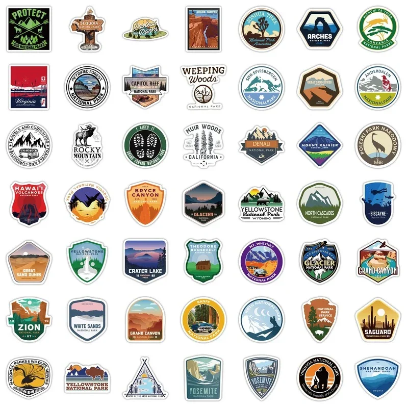 10/50/100pcs Outdoor National Park Stickers Landscape Aesthetic for Scrapbooking Guitar Laptop Phone Stationery Suitcase Helmet