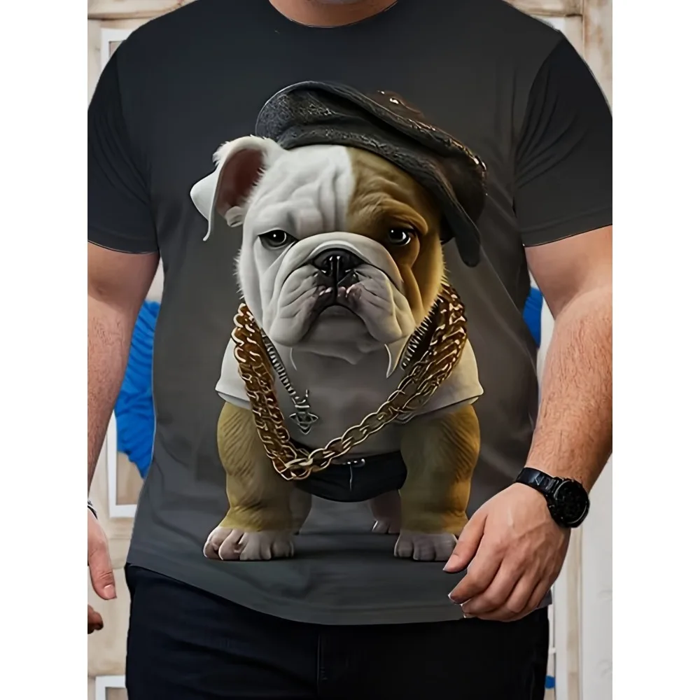

2025 Summer Men's Women's 3D Printing Bulldog Graphic Quick-drying T-shirts Unisex Going Out Daily Short-sleeved Tees Tops