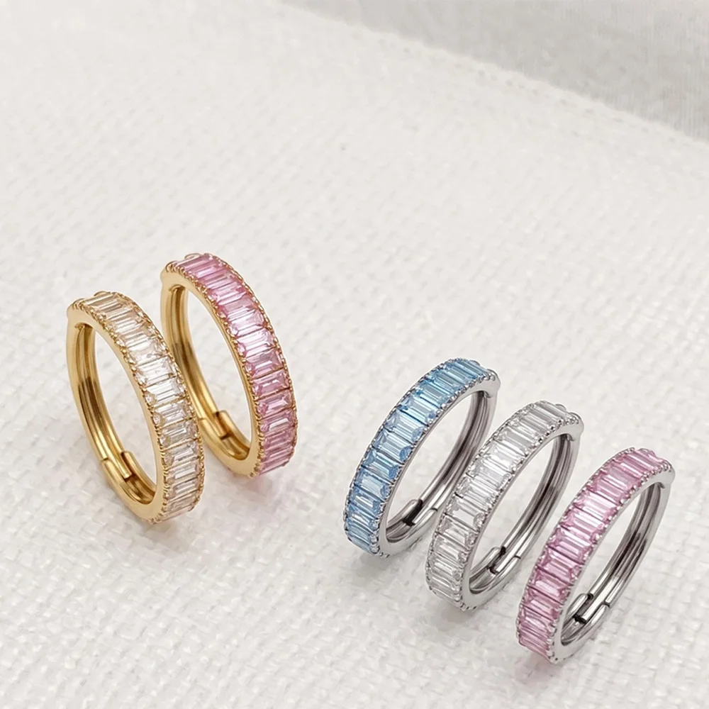 ASTM F136 Implantat-Titan Clicker-Ring Mehrschichtiger Quadratischer CZ Dopamin-Farbener Piercing-Schmuck für Nase, Knorpel, Tragus – Detail 5