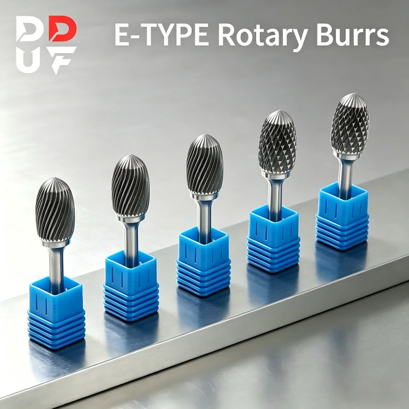 

DDUF E/EX Type Carbide Rotary Burrs Oval Shaped Tungsten Grinding Bits Single Double Flute Design for Metal Polishing Engraving