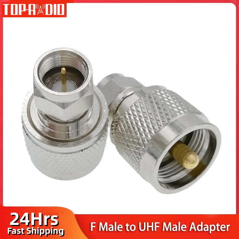 1 Piece F Male to UHF Male Adapter UHF PL259 RF Coaxial Connector F TV Cable Converter Copper Brass