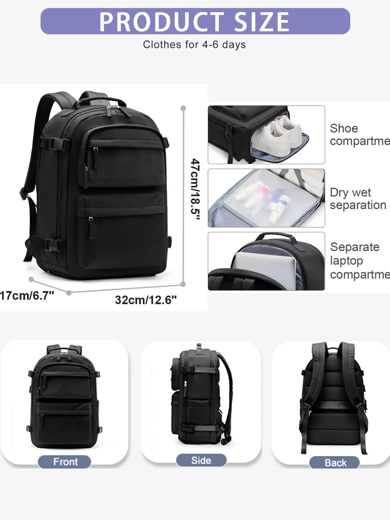 Laptop Backpack waterproof Travel Cabin Backpack vacuum Easyjet 45x36x20 Airline Approved Men Multifunctional Bag mochila hombre