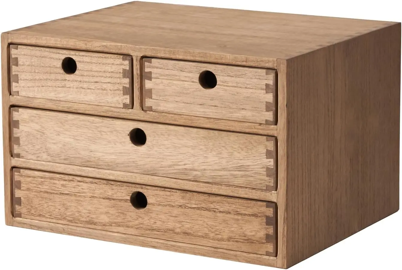 

Настольный органайзер из темно-коричневого дерева с 4 ящиками и 3-уровневым сортировщиком для почты для домашнего офиса