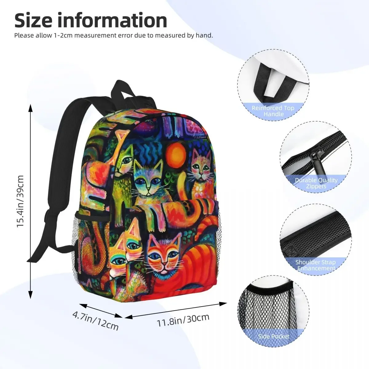 Mochila escolar de dibujos animados para niños, bolso de hombro, gran capacidad, bonito, gatitos, Adolescentes