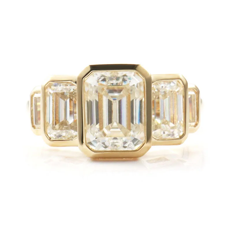 Provence 10K/14K/18K Moissanite Eternity Rings for Women 2CT Emerald Cut D Color VVS1 Women's Promise Rings With GRA Certificate