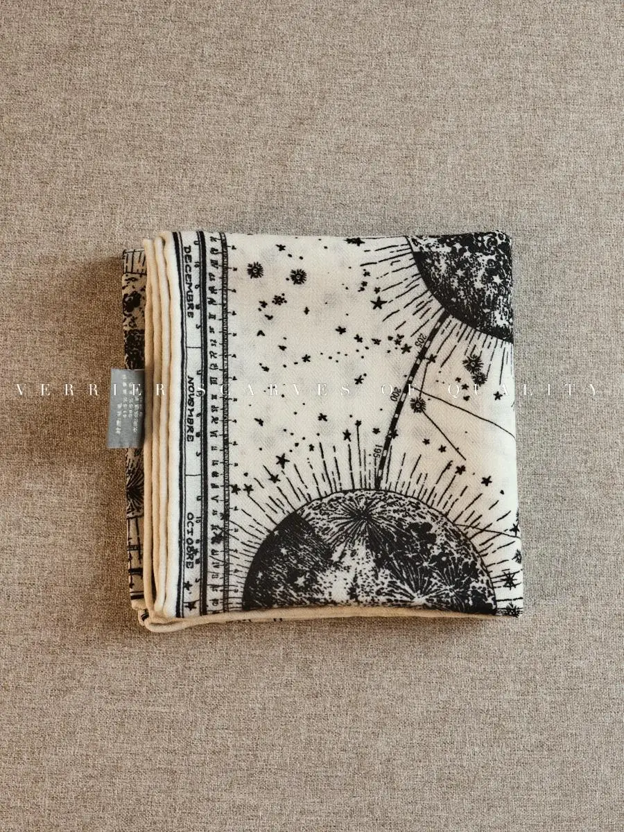 Echarpe-en-soie-et-laine-motif-zodiaque-esthetique-chale-double-face-65-cm-style-vintage-preppy-haut-de-gamme-accessoire-de-mode-feminin