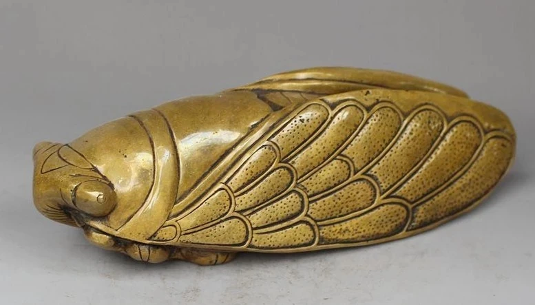 

Collection china archaize brass Hand-carved crafts Cicada statue