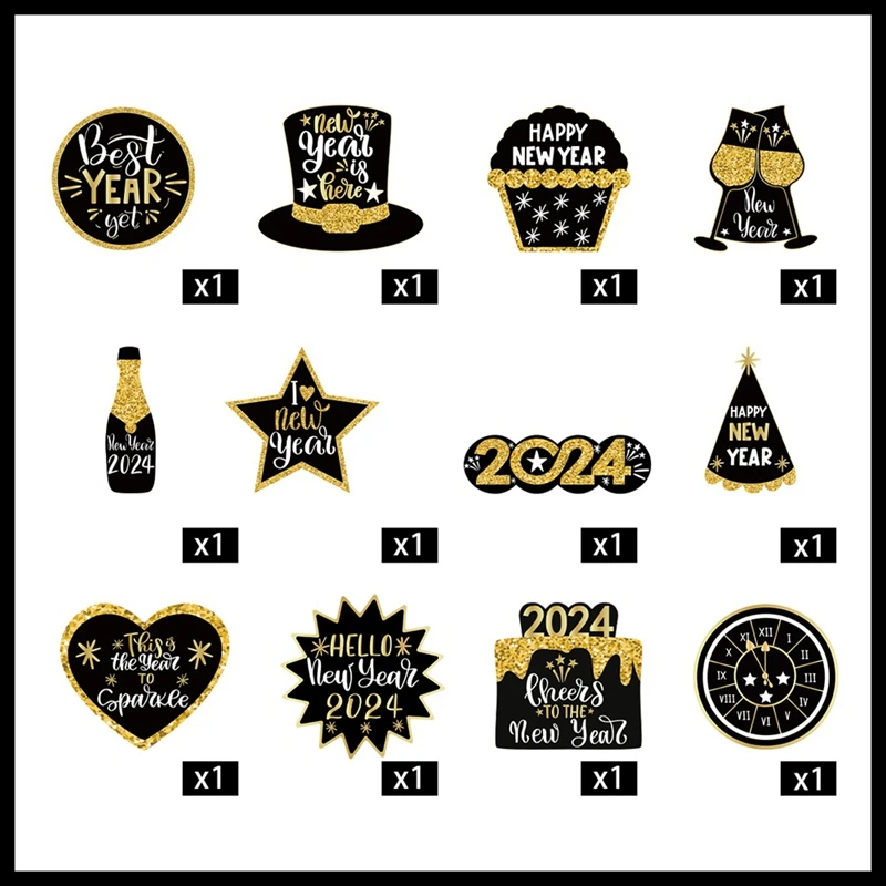 Happy New Year Black Gold Party Decoration Supplies Hanging Decorations European And American Pendants