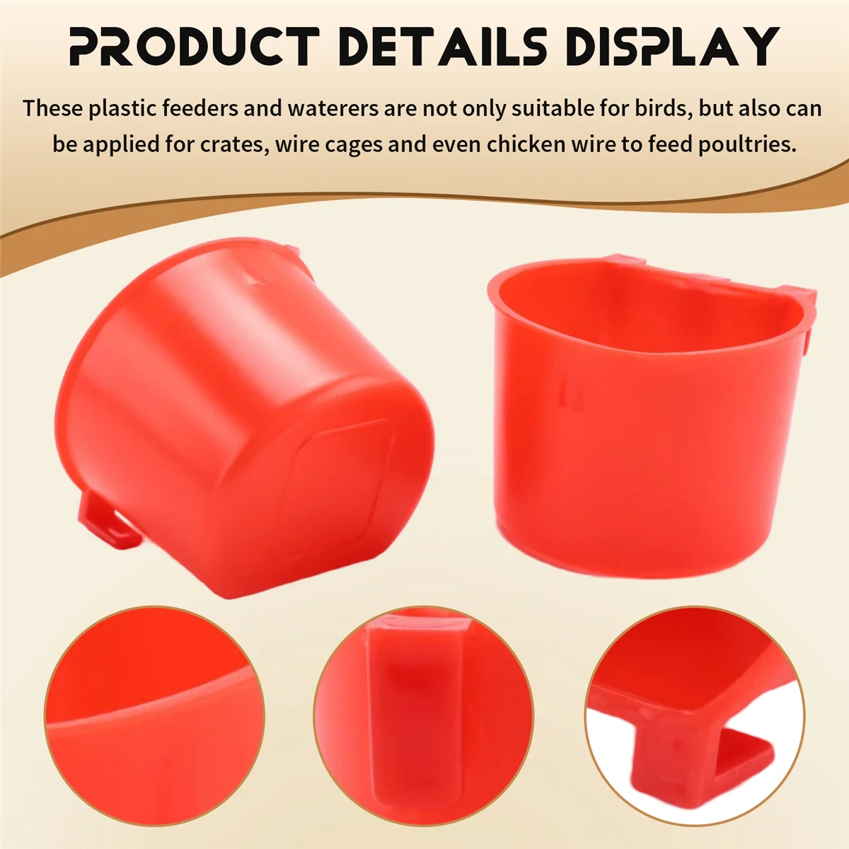 BVBV 20 قطعة مغذيات أرنب الدجاج للقفص ، كوب تغذية مياه الدجاج المعلق ، وعاء بذور مغذيات الطيور البلاستيكية ، تغذية الدجاج