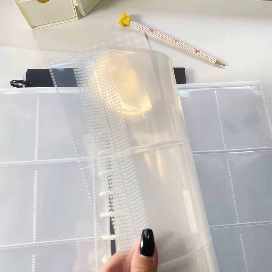50 Stück/Packung 900 Taschen A4 11 Löcher Binder Nachfüllbeutel, Universal 3 Zoll Sammelbuchtaschen, 9 Gird Double Side Postkarten Karten halten – Detail 2