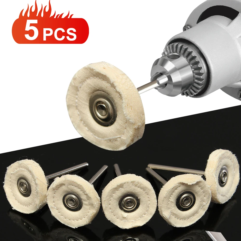 5pcs Fine cashmere grinding sanding Head Grinding Jewelry Metals Wheel Buffing Felt 25mm Shank buffing wheels Polish Rotary Tool