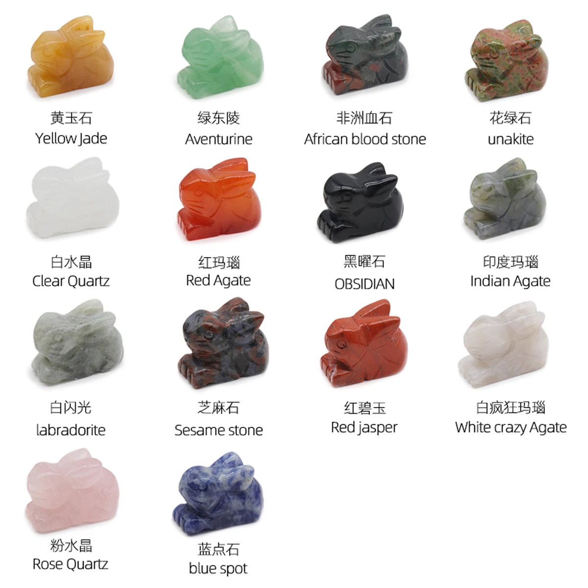 أرنب حجر نحت تمثال شفاء كريستال الحيوانات تمثال ديكور المنزل الأحجار الكريمة الطبيعية ارتفع الكوارتز الحرفية هدية غرفة زخرفة