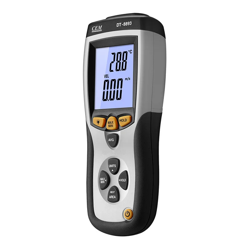 DT-8893 CMM/CFM 0~30m/s wind speed meter direction Air Flow or Velocity plus Ambient Temperature Wind Digital Anemometer