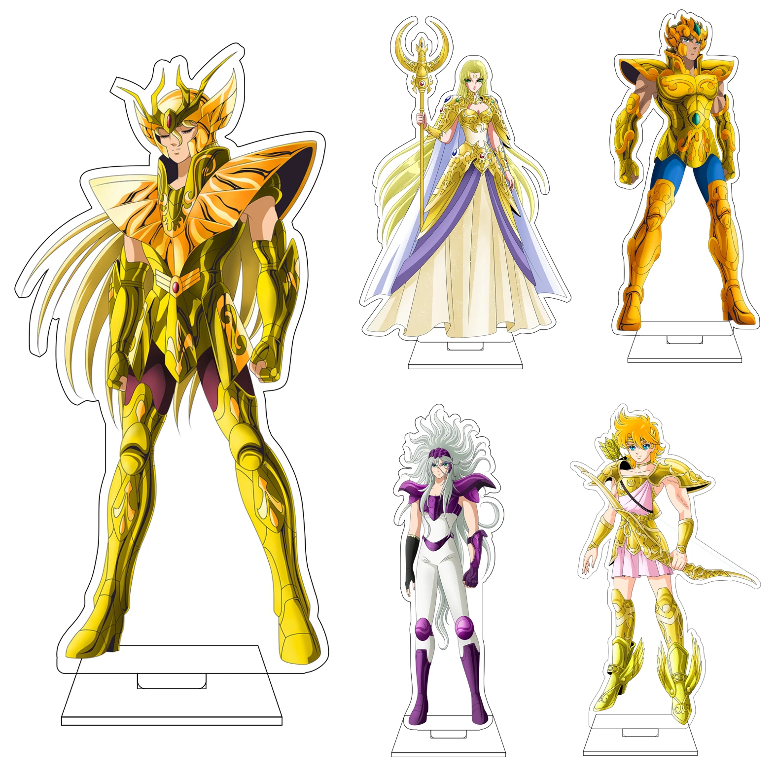 

16CM Anime Saint Seiya Cosplay Acrylic Figure Stand Plate Ikki Hyoga Unicorn Jabu Ornaments Gifts