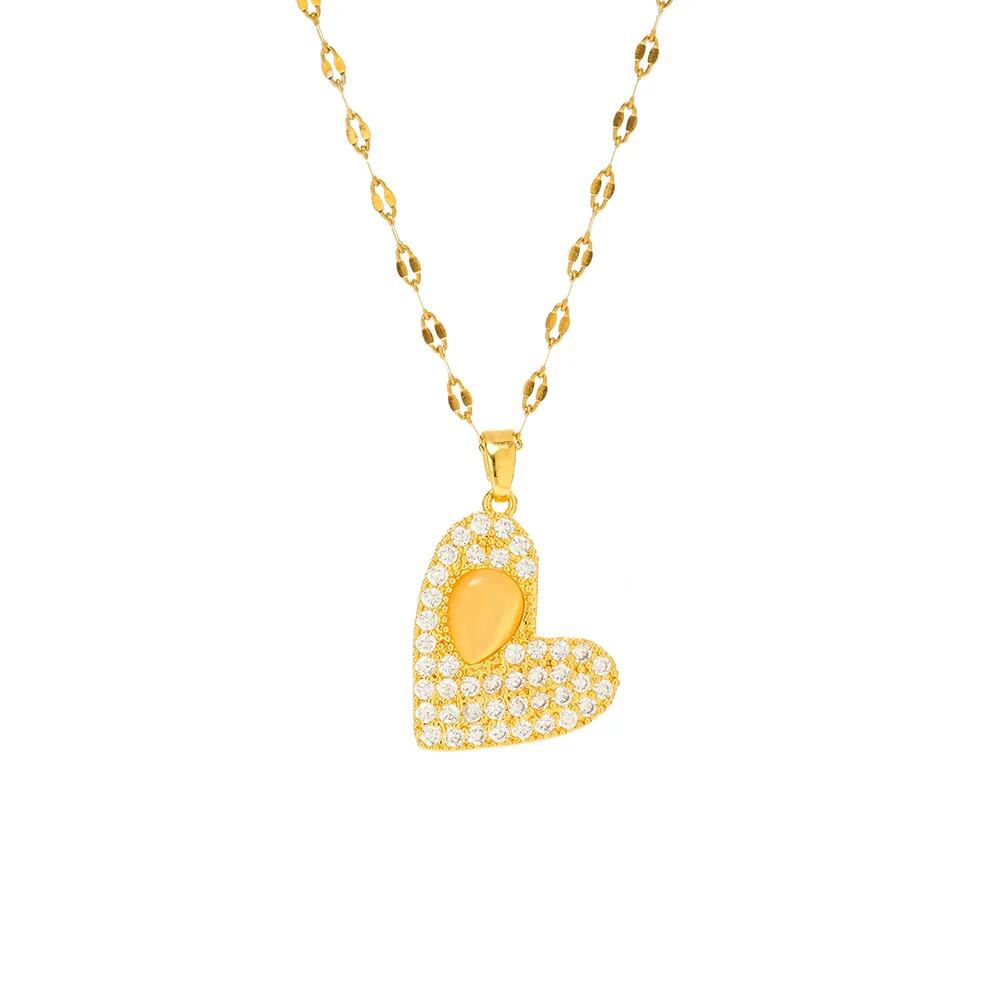 

This latest popular women's collarbone chain and heart-shaped titanium steel necklace