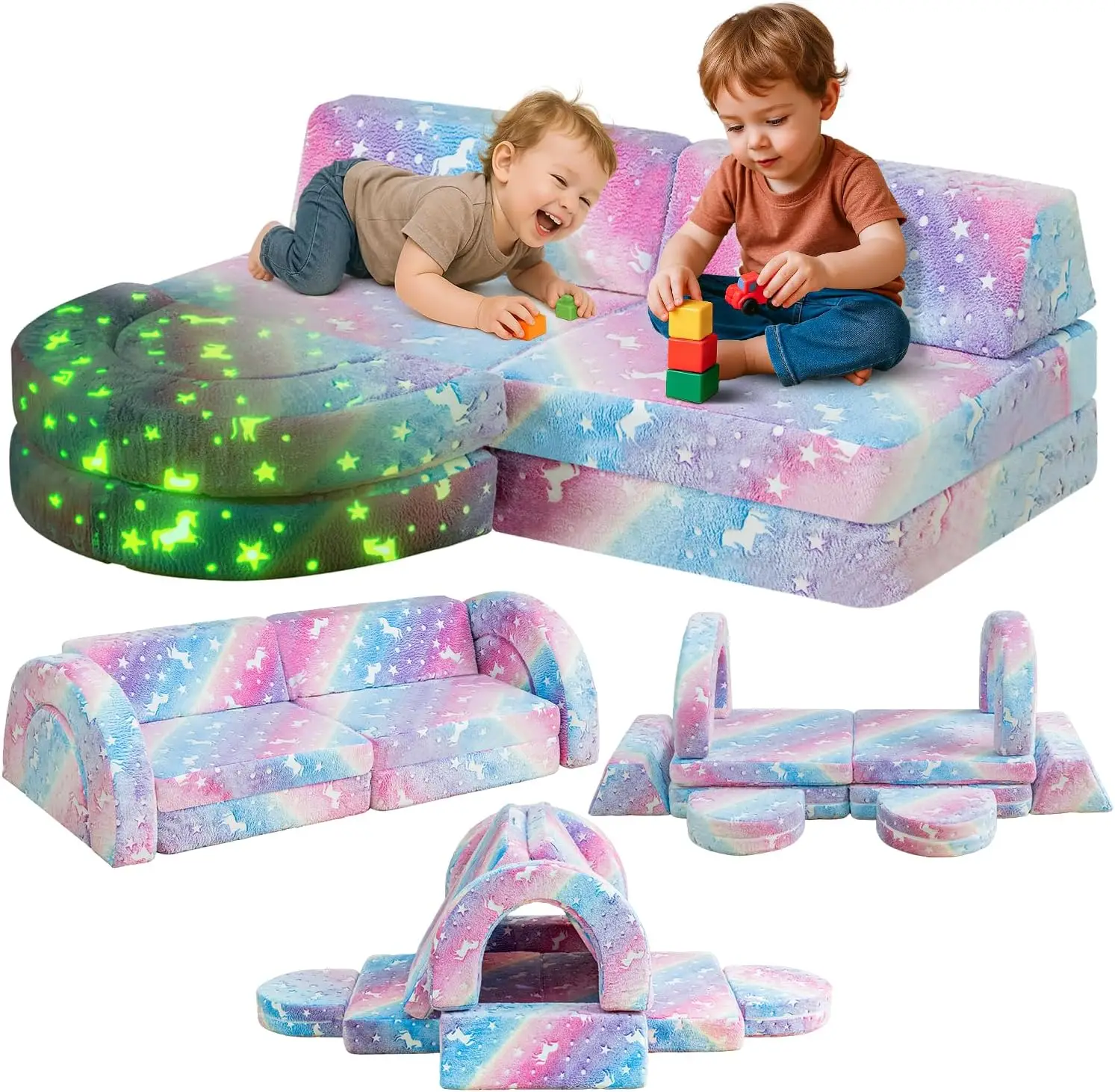 

10 модульных детских диванов-трансформеров с подсветкой, игровой комплекс-батут для детей, детские диваны из пены Rebound 28D, детский диван для игровой комнаты