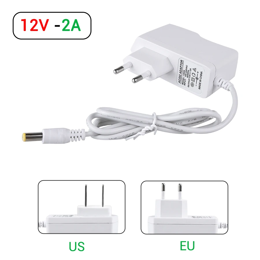 DC 12V Power Supply Adapter Lighting Transformer Input AC 100-240V Output DC 12V 1A 2A 3A LED Driver Charger EU US UK AU Plug